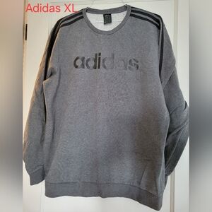 adidas Charcoal Grey Pullover Sweatshirt with Gloss Logo